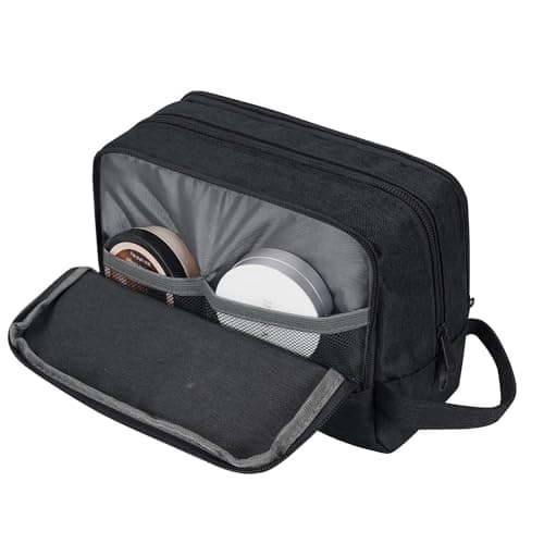 WANDF Toiletry Bag Water-Resistant Nylon Travel Wash Bag Lightweight Dopp Kit for Men and Women (Denim Pure Black) — view 3