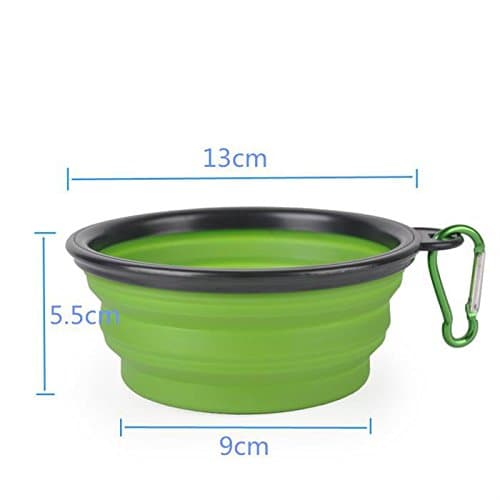 suyi Collapsible Dog Silicon Bowl,Foldable Expandable Cup Dish, for Pet Cat Puppy Food Water Feeding Portable Travel Bowl,with 6 colors(Blue,Orange,Red,Rose,Green,Yellow) — view 4