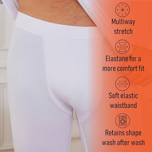 The Essentials Wardrobe Mens TEW Thermal Long John - White - Small — view 3