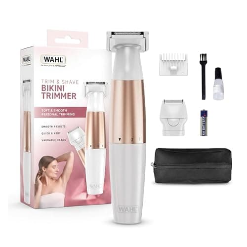 Wahl Ladies Trim And Shave Bikini Trimmer, Two Attachment Heads, Longer Hair Trimmer, Short Hair Shaver, Gentle & Safe Shaving, Battery Powered, Travel Sized, Discreet & Easy To Clean, Washable Blades
