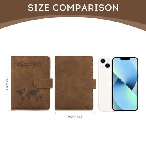 ILIYAH Passport Holder PU Leather RFID Blocking Passport Cover Travel Wallet Case with Card Slot & Elastic Strap Passport Covers (Brown MG) — view 2
