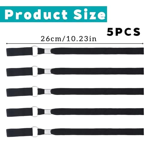 Exircy 5Pcs Black Elastic Loop Walking Stick Wrist Straps, Anti-Slip from Handle Straps Band Black Nylon Strap Wrist Strap Fit for Collapsible Foldable Walking Stick, Crutches — view 2