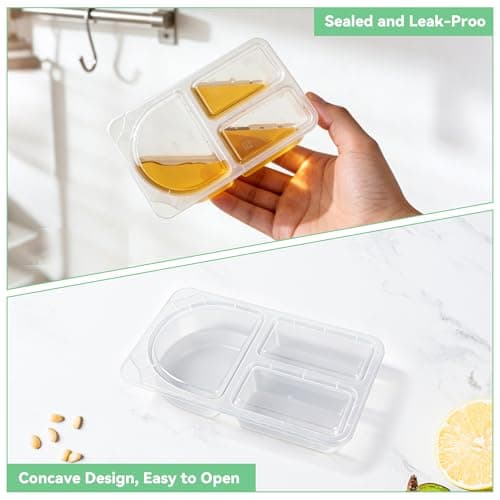 20Pcs Reusable Snack Containers with Lids,9oz Snack Pot with 3 Compartment — view 4