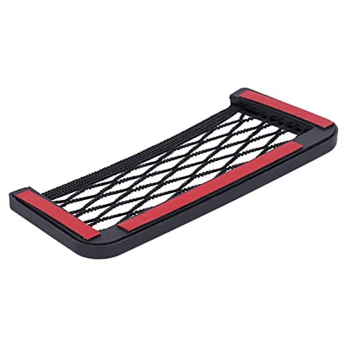 SIXRUN Car Storage Holder，For Mobile Phone Driver License ABS Nylon Mesh Universal Interior Organizer Black Adhesive Mount Small Items Gadget Auto Accessory (Small Size) — view 6