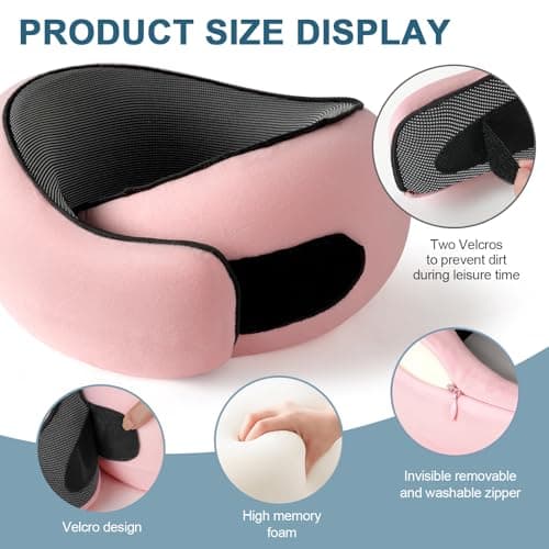 Purecas Memory Foam Travel Neck Pillow, 360° Support with Eye Mask&Earplugs — view 3