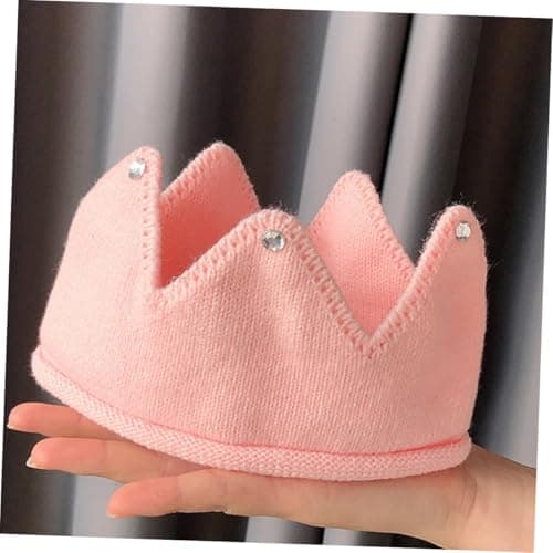 Healvian 2pcs Knitted Crown Hat for Baby Girls 1st Birthday Party Hat Acrylic Fabric Lightweight and Breathable for Toddlers and Travel — view 4