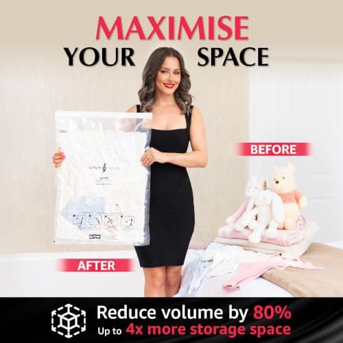 GENIE SPACE Premium Vacuum Storage Bags with Pump, Size M 6 Pack, 70x50 cm — view 4