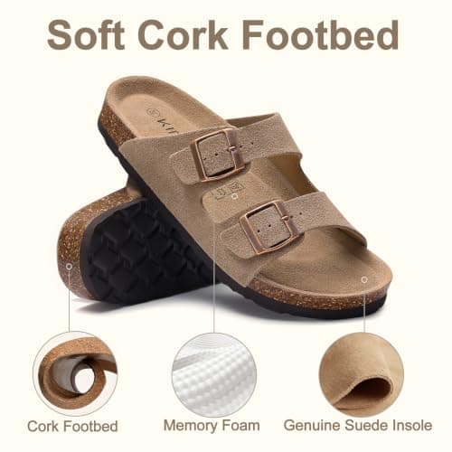 KIDMI Women Sandals Arch Support Cork Footbed Slide,Mocha 9-9.5 — view 5