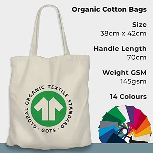 Wonky Line Premium Cotton Tote Bag, Eco-Friendly Shopping Bag, 100% Cotton Canvas, Reusable Grocery Cloth Bag, Extra Strong Long Handle Double Stitched Ideal for Printing (Yellow) — view 5
