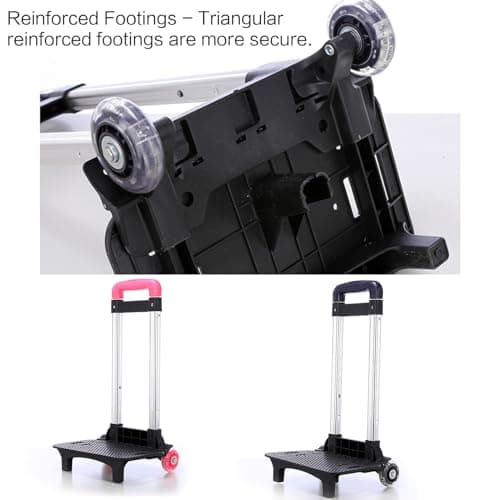 Student's Luggage Travel Hand Trolley Aluminium Alloy Backpack 2 Wheels Foldable Cart for School Bags — view 6