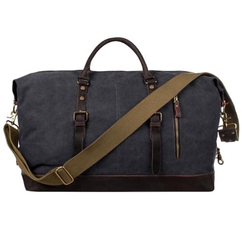 S-Zone Mens Canvas Leather Holdall Travel Duffle Overnight Weekend Satchel Totes Bag Handbags