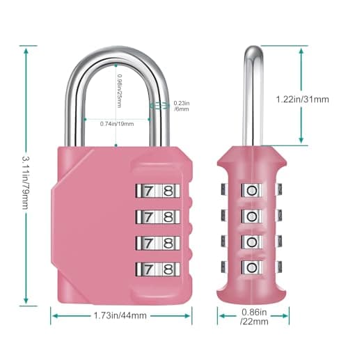 ZHEGE 4-Digit Combination Lock with Resettable Code (Pink) — view 4