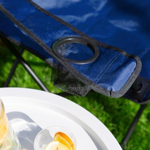 Harbour Housewares Folding Camping Chair - Navy - Pack of 1 - Canvas Outdoor Lawn Seat for Picnic, Garden, Beach, Hiking, Fishing — view 6