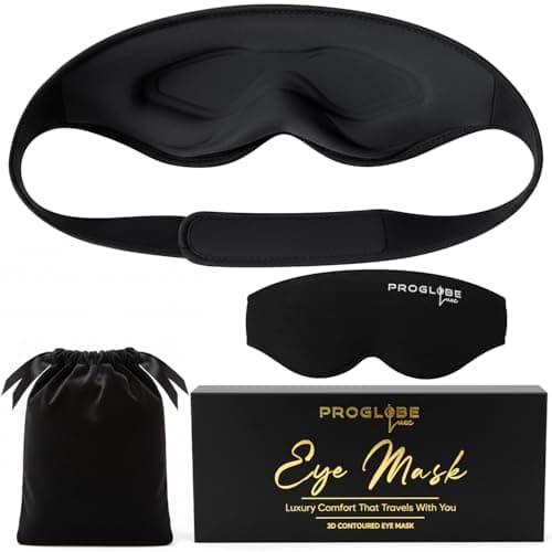 Proglobe Luxe Blackout Sleep Mask, Back and Side Sleepers, Black