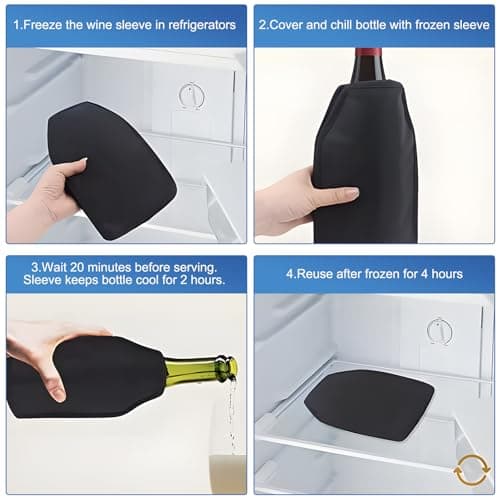 2Pack Wine Cooler Sleeves - Professional Insulated Beer & Champagne Freezer Sleeves, Black Thermal Bottle Cooling Bag Long Lasting Cold Retention Portable Design for Bevers Travel Parties,15.5 x 23 cm — view 6