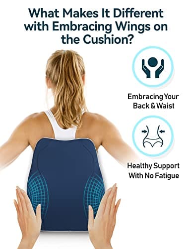 Travel Ease Ergonomic Lumbar Support Cushion, Memory Foam Back Support Cushion for Office Chairs with Skin-friendly Cover for Comfort (DarkBlue) — view 2