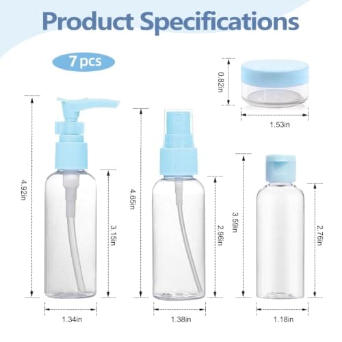 Travel Bottles for Toiletries, 7-Piece Set with Spray Bottles — view 2