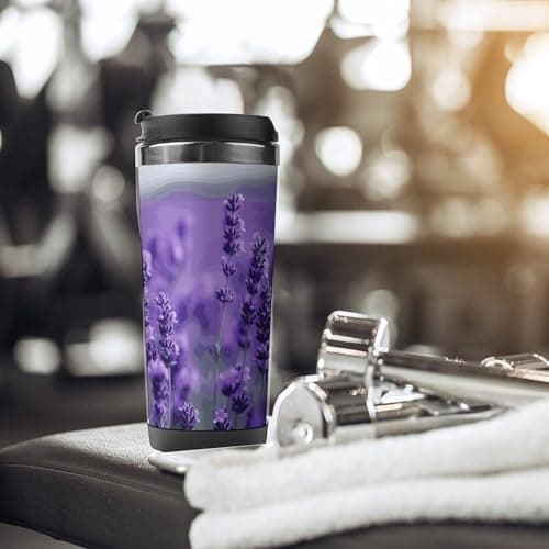 FekiLoot Purple Lavender Water Cup Stainless Steel Bottle Tumbler Exquisitely Sleek Premium Metal Cup Ingeniously Sealed Robust Travel Mug For Outdoor Camping Gym Office Daily Use — view 5
