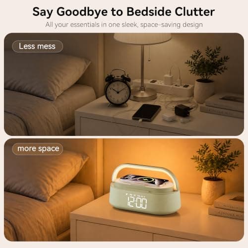 Bluetooth Speaker with Wireless Charger, Portable Radio for Bedroom — view 2