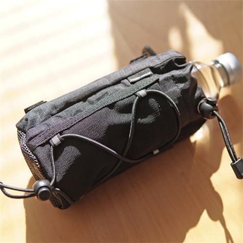 Molle Water Bottle Holder Drawstring Sports Water Bottles Pouch Bag Hydration Carrier for Travel Camping Hiking (Black, 18.5cm*8.7cm) — view 3
