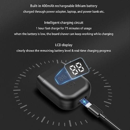 Electric Razor for Men Rechargeable Mini Beard Shaver Cordless Rotary Razor — view 6