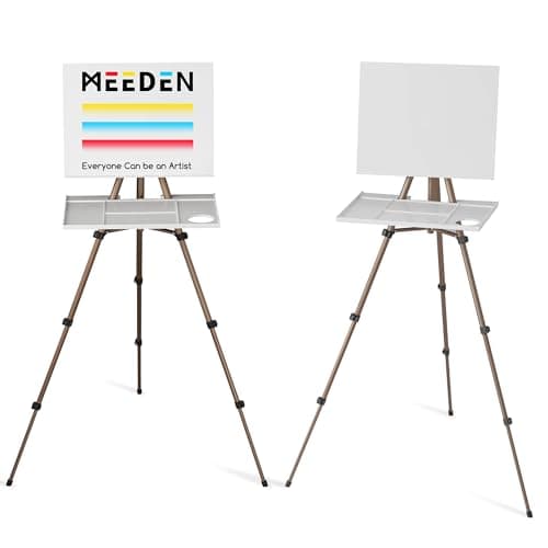 MEEDEN Watercolour Plein Air Easel: Adjustable Travel Easel Stand for Outdoor Painting - Lightweight Portable Travel Tripod with Mixing Palette Tray for Artist