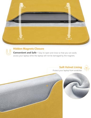 HYZUO 13.3-14 Inch Laptop Sleeve Case for MacBook Pro 14 M5, OliveYellow — view 2