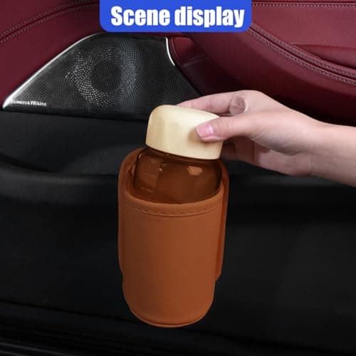 UHANBUT Leather Car Cup Holder, Hanging Back Seat Bottle Holder, Orange — view 6