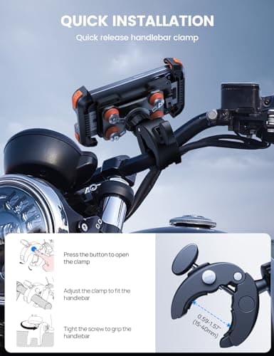 Lamicall Motorbike Phone Holder, [Dual Anti-Shock] Bike Phone Holder Orange — view 6