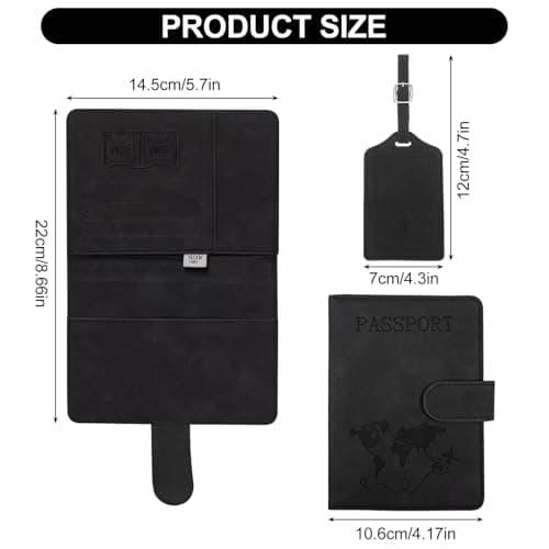 Passport Holder Cover, PU Leather RFID Blocking Travel Wallet for Men Women — view 2