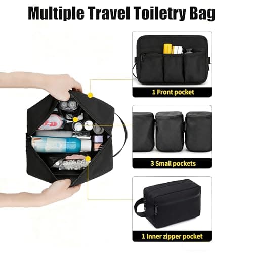 Toiletry Bag for Men Large Travel Wash Bag Travel Toiletry Bag Water-Resistant Gym Shaving Organiser Bag, Shower Bathroom Makeup Bag with Handle — view 4