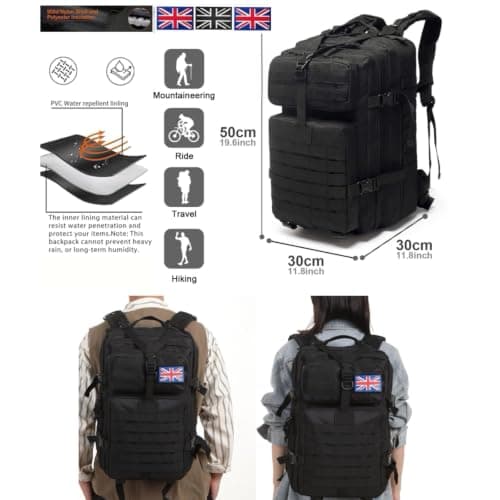 HANWELL 45L Military Tactical Backpack with 3 Flag Patches, Day Bug Out Bag — view 2