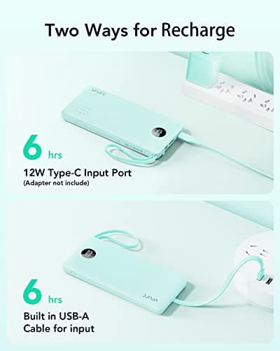 VRURC 10000mAh Power Bank With Built-in 4 Cables, Slim Portable Charger — view 5