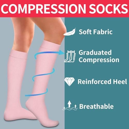 DRESHOW 4 Pairs Compression Socks For Women&Men Circulation Best Support for Athletic Running Cycling Travel — view 5