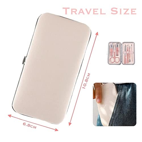 aRKé Manicure Set Nail Clippers Cutter Tweezers Eyebrow Scissors Professional Rose Gold Stainless Steel Manicure and Pedicure Tools Travel Size Nail Grooming Kit with Case for Women — view 4