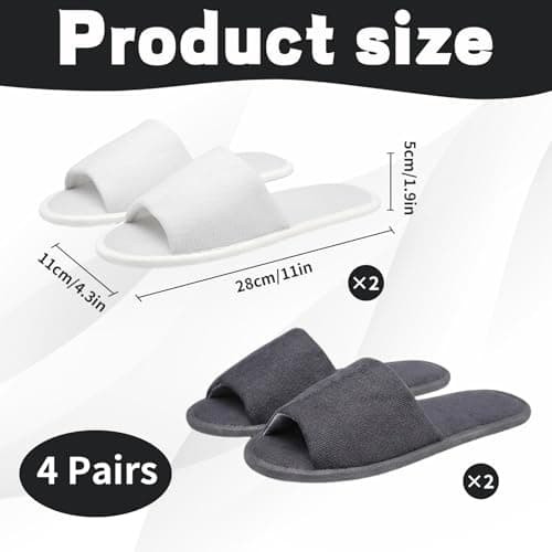 JaiZvt Hotel Slippers, 4Pairs Spa Slippers with Open Toe Design, Washable Spa Travel Slippers for Women/Men Guests and Hospitality Services — view 4