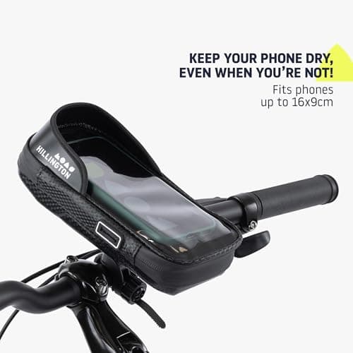 Hillington Bike Phone Holder Waterproof - 360° Rotation Bike Phone Mount Cycle with Clear Front Window, Sun Visor, Pockets - Fits Handlebars up to 45mm - Phone Holder for Bicycle Waterproof — view 3