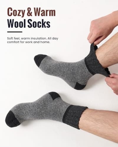 Veximora 5 Pairs Mens Wool Socks, Warm Winter Thick Thermal Crew Socks Gift — view 4