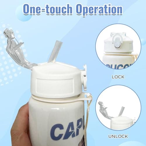 Xutanek Italian Brainrot Water Bottle for Kids, BPA-Free 750ml Water Bottle with Straw, Flip Lid Leakproof Waterbottle, Meme Style Bottle Kids for School Gym Office Daily Use (Ninja Cap) — view 4