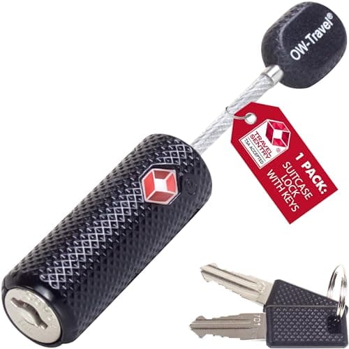 OW-Travel Suitcase Locks with Keys, TSA Approved Luggage Padlocks, Black 1