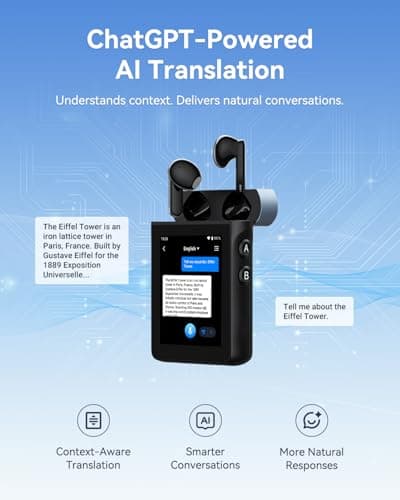 Wooask A9S AI Translator Earbuds with Screen, Offline Language Translator with Camera Photo Translation, ChatGPT-Powered, No App & No Phone Required, for Global Business Travel & Digital Nomads — view 6