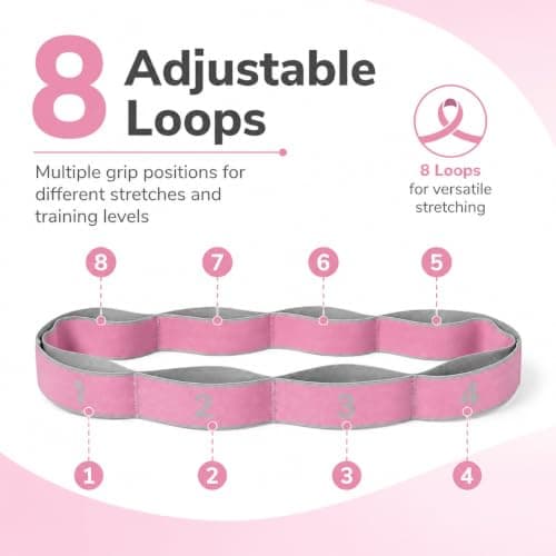 1 PCS Pilates Resistance Band 8 Loop Stretch Exercise Band Pink Adjustable — view 3