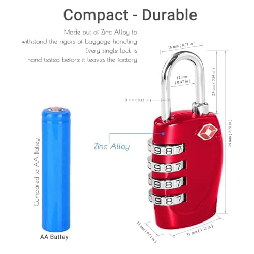 CFMOUR Suitcase Locks, TSA Approved Luggage Locks, 4-dial, Red, 2 Pcs — view 4