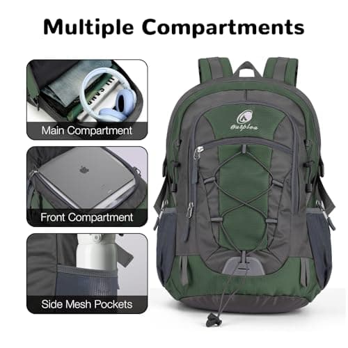 Outplea 25L Hiking Backpack for Men Women, Lightweight Outdoor Rucksack for Trekking Climbing Sports, Casual Daypack for Travel School Work, Green — view 5