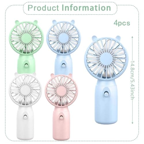 dididudi 4Pack Portable Handheld Fan, Mini Personal Fan with Cute Bear Ears, Lightweight Pocket Fan for Travel, Office, Outdoor,Commute,Makeup 4 Colours Available — view 2