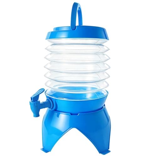Yeelua 5.5L Collapsible Water Dispenser, Reusable Plastic Drink Dispenser with Tap, Portable Drink Container, for Party Drink, Chilled Juice, Cocktails