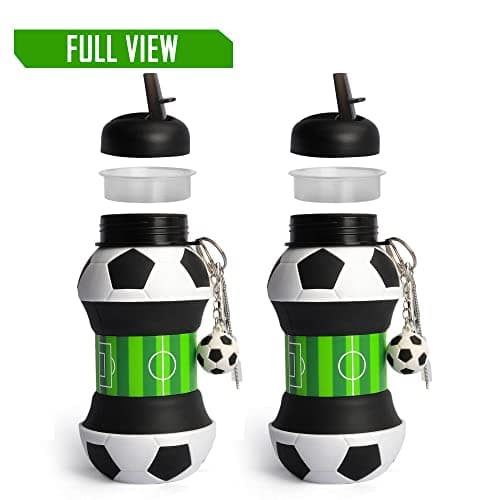 RIXOZ Football Water Bottle With World Cup Trophy Keychain - 550ml Silicone Collapsible Football Water Bottle — view 5