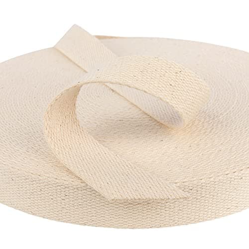 Cotton Bag Strapping - 25mm Wide Premium Rucksack Luggage Strap, Cotton Fabric, Webbing Strap, Heavy Duty Straps, Bag Making Supplies, Upholstery Strap by Discount Fabrics LTD (Natural,1m)