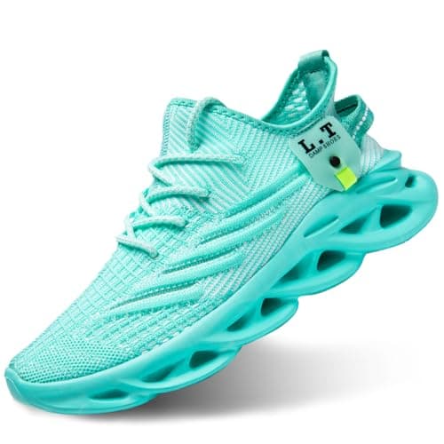 XKOWUO Mens Womens Trainers Walking Running Shoes Non Slip Gym Slip On Tennis Trainers Outdoor Sports Sneakers Lightweight Workout Shoes Light_Green Size 5.5