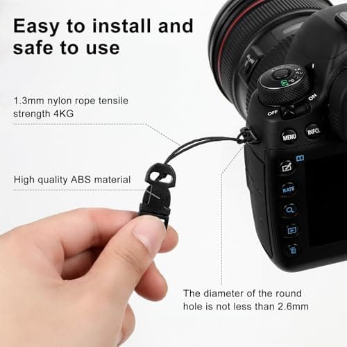 6 Pcs Camera Strap Quick Release Black QD Loops Connector Adapter Camera Quick Release Lanyard Clip Compatible for All Compact Digital Cameras Binoculars Drone Remote Control and USB Stick — view 4